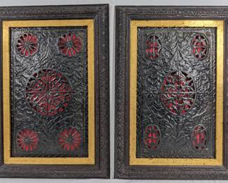 #60 • Two John-Richard Embossed Tin Wall Hangings from India
