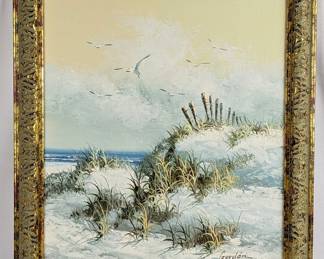#94 • Gordon: Signed Seascape with Gulls Oil on Canvas, Framed
