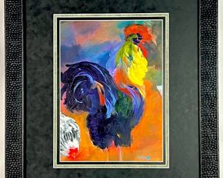 #53 • Susan Fryer Voigt: Original Framed, Signed Rooster Painting - Acrylic on Paper
