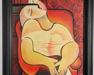 #80 • Pablo Picasso: " The Dream" Open Canvas Print, Framed
