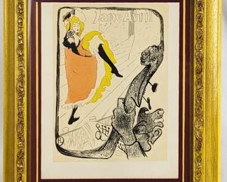 #93 • Henri de Toulouse-Lautrec: "Jane Avril - Le Jardin de Paris" Silkscreen Reproduction, Framed

