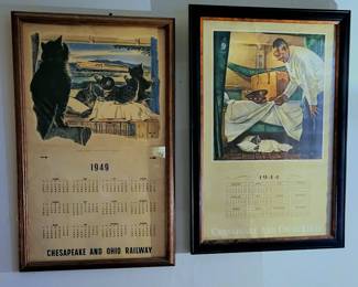 Original Vintage Chesapeake and Ohio Railway Calendar Lithos- Framed