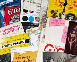 LARGE SOUNDTRACK & BROADWAY CAST RECORDING VINYL RECORDS LOT | Including; James Bond 13 Original Themes, Broadway soundtracks to; Camelot, The Sound of Music, Fidler on the Roof, South Pacific, and much more!