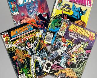 (4PC) THE MICRONAUTS COMIC COLLECTION | Including:
"At Last.. The Face of the Unknown"; Nov. edition 2
"The Beyonder Conquers the Microverse!" Jan. edition 16
"The New Voyages" May. edition 20
"The new Voyages" Oct. edition 1
