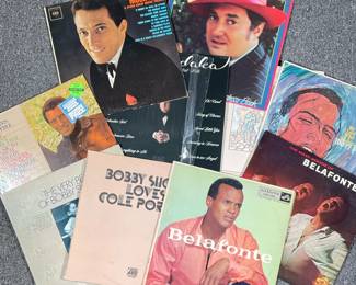 (10PC) BELAFONTE & OTHER VINYL | Vinyl record albums, including Andy Williams: Moon River (CL 1809) and Born Free (CL 2680); Neil Sedaka Sings His Greatest Hits (APL1-0928) and Sedaka's Back (MCA-463); The Four Seasons Story (PS 9000); The Very Best of Bobby Short (SD 1620) and Bobby Short Loves Cole Porter (SD 2-606); The Many Moods of Belafonte (LPM-2574), My Lord What a Mornin' (LPM 2022), and Belafonte (LPM-1150)
