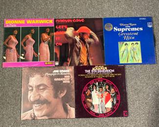 (5PC) SOUL & FUNK VINYL RECORDS | Including; Marvin Gaye Let's Get It On (T329V1), The Age of Aquarius The 5th Dimension (SCS-92005), Diana Ross and the Supremes Greatest Hits (MS 2-663), Dionne Warwick in Paris (S534), and Jim Croce Photographs & Memories His Greatest Hits (ABCD-835).