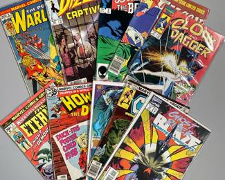 (10PC) MISC. MARVEL COMIC COLLECTION | Including:
"Ghost Rider Blaze Spirits of Vengeance" July Edition 12
"Conan The Barbarian" Aug. Edition 113
"Conan Face to Face with Rune" Nov. Edition 4
"Howard the Duck" Jan. Edition 29
"The Eternals" Oct. Edition 4
"Cloak and Dagger" May Edition 6
"The Falcon" Feb. Edition 4
"Beauty and The Beast" Feb. Edition 2
"Dazzler Captive..." Oct. Edition 34
"The Power of...Warlock" April Edition 5
