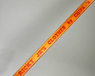 LITTLE RICKY MEASURING STICK | I Love Lucy / Chips 'N Twigs 1950s advertisement measuring stick, "Desi and Lucy Say 'It's A Smash Hit RICKY JR'S CLOTHES by CHIPS 'n TWIGS"