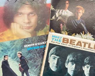 (5PC) 60S & 70S VINYL RECORDS | Mixed vinyl record albums including; Meet the Beatles! (T 2047), Simon & Garfunkel Sounds of Silence (CS 9269), Simon & Garfunkel Parsley, Sage, Rosemary and Thyme (CS 9363), Al Kooper Easy Does It (G 30031), and Bloomfield, Kooper & Stills Super Session (CS 9701).