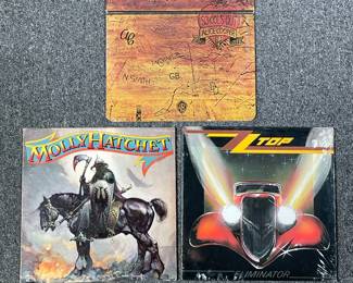 (3PC) ALICE COOPER, ZZ TOP & OTHER VINYL RECORDS | Including; School's Out Alice Cooper (BS 2623), ZZ Top Eliminator (23774-1), and Molly Hatchet (JE 35347)
