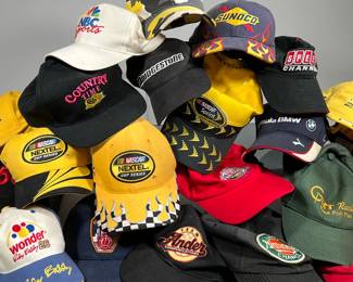 NASCAR & MOTORSPORT BASEBALL HATS | Large lot of NASCAR and other Motorsport baseball caps including; Ricky Bobby, various racing & cup series hats, Sunoco & other brands, and much more!
