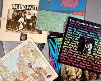 (8PC) ERIC CLAPTON & OTHER VINYL | Including record albums from Eric Clapton, Howlin’ Wolf, Blind Faith, Ten Years After, and Jeff Beck

