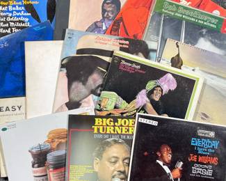 (13PC) MIXED BLUES & R&B VINYL RECORDS | Including; Something Blue Lightnin' Hopkins( FT-3013), The Ultimate Jimmy Reed (BLS-6067), Blowin' Some Old Smoke Gabor Szabo (BDS-20-SK), Bessie Smith The World's Greatest Blues Singer (GP 33), One Night with Blue Note Vol 1 (BT 85113), Big Joe Turner Every Day I Have The Blues (CL 0018983) and many more!
