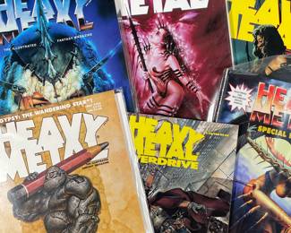 (6PC) HEAVY METAL "THE ILLUSTRATED FANTASY MAGAZINE | Including; Heavy Metal OVerdrive, "Gypsy: The Wandering Star" May 1995, Fall 1996 Special Edition, Frezzato! Caza! Prado! November 1996, Corben! Arthur Suydam! January 1995, and Gimenez! Beroy! Prado! July 1995.

