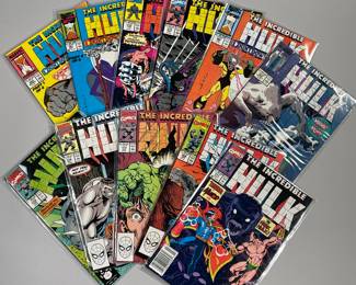 (10PC) THE INCREDIBLE HULK COMIC COLLECTION |  Including:
"The Incredible Hulk Dr. Strange & Namor Vs. The Dark Hulk"; July edition 371
"The Incredible Hulk An Off-Beat Eerie Tale..." Apr. edition 368
"The Incredible Hulk" Aug. edition 372
"The Incredible Hulk" Feb. edition 378
"The Incredible Hulk vs Werewolf by Night" Mid Nov. edition 362
"The Incredible Hulk Countdown 4-3-2-1: The Leader" Feb. edition 366
"The Incredible Hulk" Nov. edition 375
"The Incredible Hulk" Jun. edition 370
"The Incredible Hulk Countdown 4-3-2-1: The Madman" Mar. edition 367
"The Incredible Hulk Countdown 4-3-2-1: The Abomination!" Mid Dec. edition 364