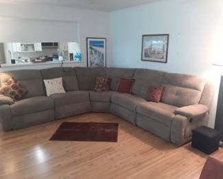 Sectional Sofa 5 Piece Set with 2 Motorized & 1 Mechanical Recliners