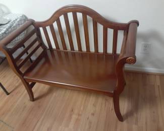 Bench 41-3/4" wide, 19" deep, 35" tall in the back and 16-1/2" seat height.