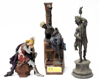 57 3pc. cold painted spelter statues