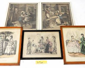 64 5pc. Victorian print grouping