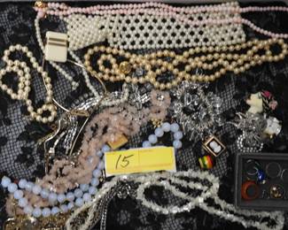 15 Estate costume jewelry and smalls group