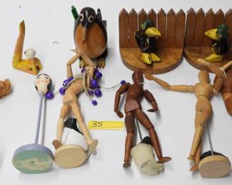 35 Estate wooden wares and poseable models