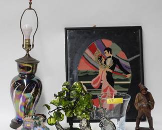 45 Glass & Lucite Pal figures, mirror, lamp, etc