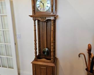 Vintage Kieninger German Westminster Chime Open Well Deco Grandfather Clock