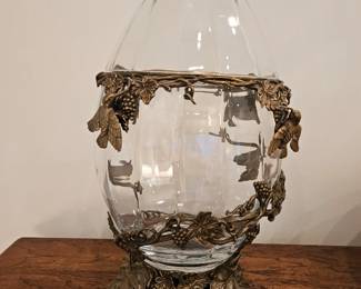 CASTILIAN IMPORTS HUMMINGBIRD BRASS MOUNTED GLASS EGG