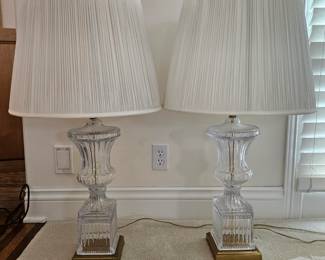 Pair of Glass Urn Form Table Lamps by Paul Hanson