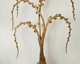 Luxe Gold Iron Tree of Life Sculpture, 24" Weeping Willow Modern White