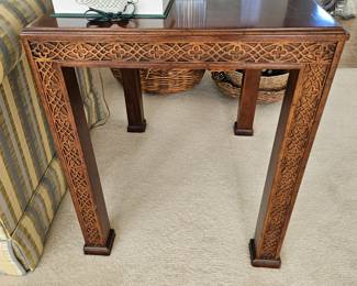4 Henredon Chinese Chippendale Mahogany Rectangular Side Tables