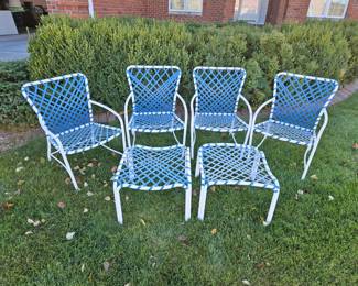 Vintage Brown Jordan Tamiami Chairs with footstools