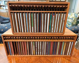 Vintage Mid Century Kalmar Designs Teak Wood 20 and 30 Slot CD Holder