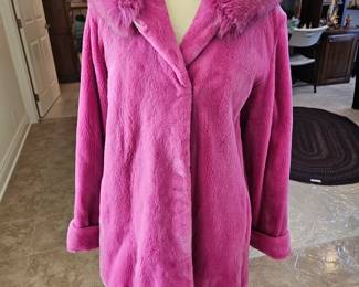 Hot Pink Sheared Mink Fitted Jacket