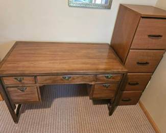 Desk and Filing Cabinet