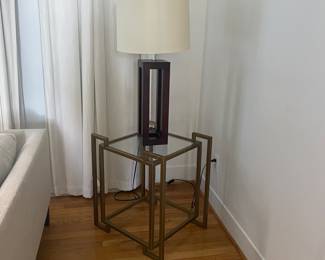 Modern glass top end table & lamp