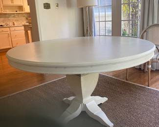 Painted white round dining table