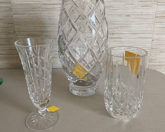 Waterford and other crystal vases