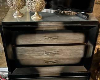 American by Martinsville mid-century highboy dresser.  Fabulous handles and wonderful old-school craftsmanship.  Superb condition.  Comes with removable glass top. Stunning!  $60.00 - GREAT PRICE!