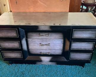 American by Martinsville true vintage dresser with removable glass top.  Absolutely stunning .  Fabulous handles and superb old school craftsmanship!  Just $60. 00!