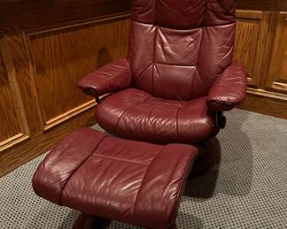 Ekornes Stressless Leather Recliner and Ottoman