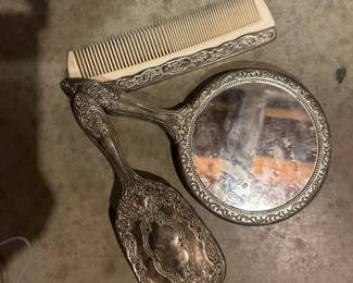 1900's Silver Hairbrush/Mirror