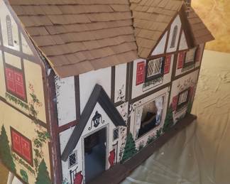 Awesome Antique Metal Doll house Complete with Furniture