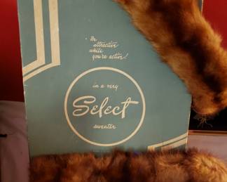 Antique Fur collar and muff with original box