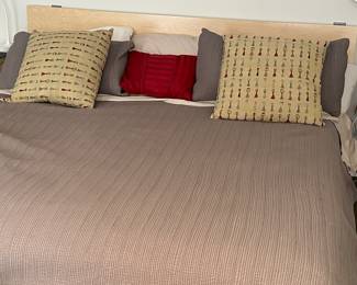 California king size bed. Bedding from Restoration Hardware.