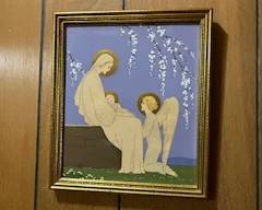 Vintage 1940 Framed Giovanni Meschini Madonna