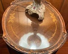 French Louis XIV Style Carved Mixed Marquetry Fruitwood Side Table