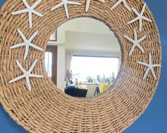 Seashell and Wicker MIrror