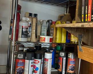 Spray Paint, Car Cleaning Supplies and Oil