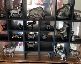 Display Cabinet with Pewter Figurines
